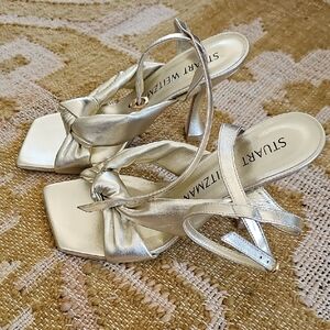 New Stuart Weitzman Playa Gold Sandals (With Ankle Strap?
